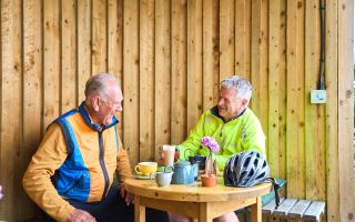 Cyclists enjoying tea and chat Wildey Media